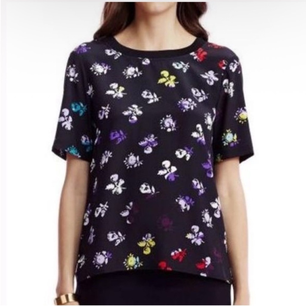 Diane Von Furstenberg Floral Silk Print Dayle Top